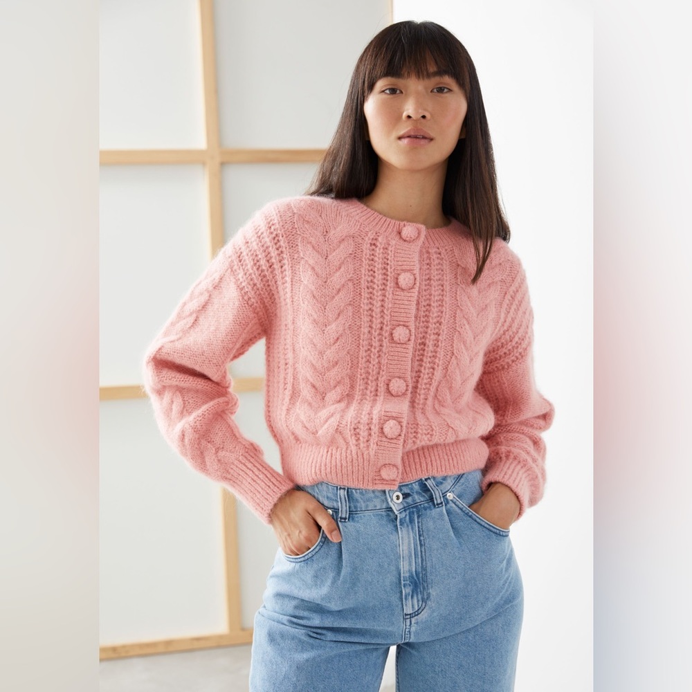 Cropped Button Up Knit Sweater
